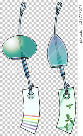 Colorful Japanese-style wind chime illustration (with main lines) 128777677