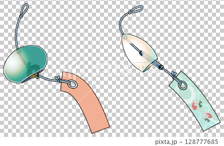 色彩鮮豔的日式風鈴插畫（附主線） 128777685