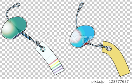 Colorful Japanese-style wind chime illustration (with main lines) Colorful Japanese-style wind chime illustration (with main lines) 128777687