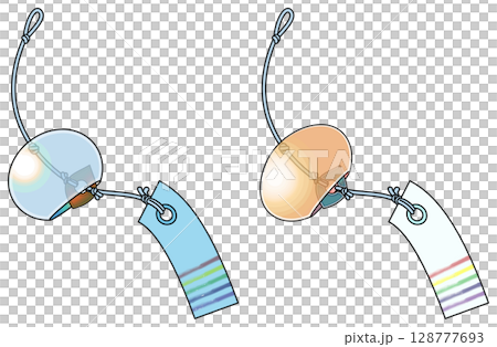 Colorful Japanese-style wind chime illustration (with main lines) 128777693