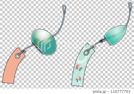 Colorful Japanese-style wind chime illustration (with main lines) 128777701