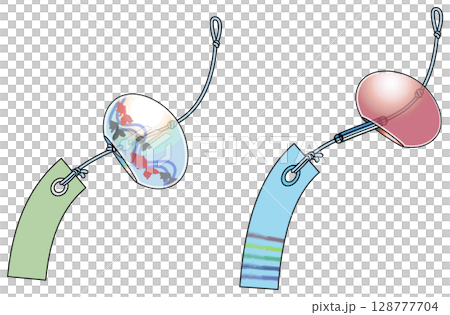 色彩鮮豔的日式風鈴插畫（附主線） 128777704