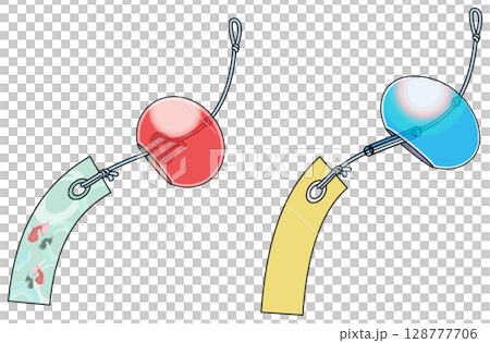 色彩鮮豔的日式風鈴插畫（附主線） 128777706