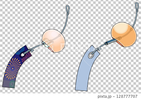色彩鮮豔的日式風鈴插畫(附主線) 色彩鮮豔的日式風鈴插畫(附主線) 128777707
