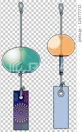 色彩鮮豔的日式風鈴插畫(附主線) 色彩鮮豔的日式風鈴插畫(附主線) 128777712