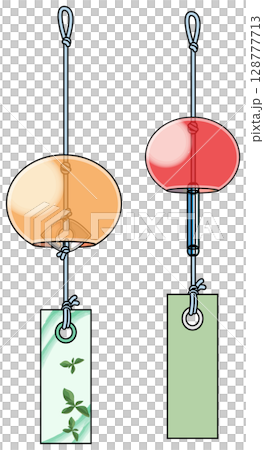 Colorful Japanese-style wind chime illustration (with main lines) Colorful Japanese-style wind chime illustration (with main lines) 128777713