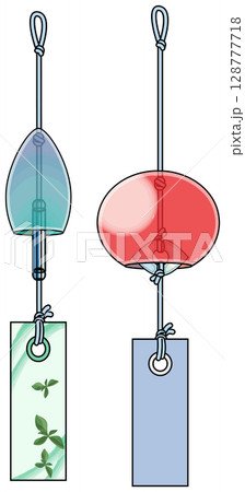 和風の色鮮やかな風鈴イラスト(主線あり) 和風の色鮮やかな風鈴イラスト(主線あり) 128777718