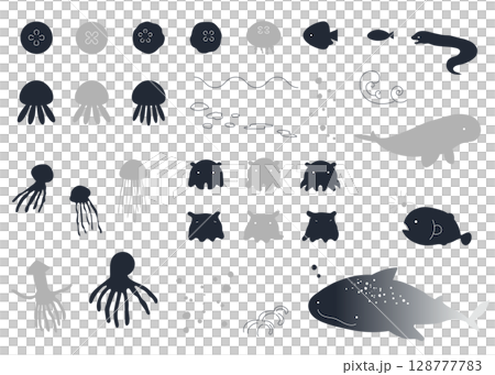 海洋生物圖示插圖集夏日海 128777783