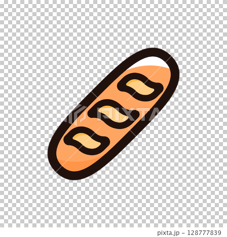 Baguette illustration icon (bakery, bread, food and drink menu material) 128777839