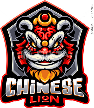 Chinese lion head mascot Chinese lion head mascot 128777862