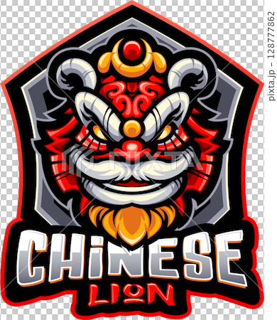 Chinese lion head mascot Chinese lion head mascot 128777862