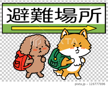 Dogs moving to evacuation shelter (right) 128777896