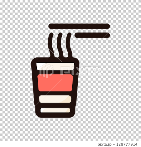 インスタントラーメンのイラストアイコン（食べ物・コンビニ・飲食メニュー素材） 128777914