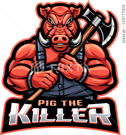 Pig the killer esport mascot logo design 128777928