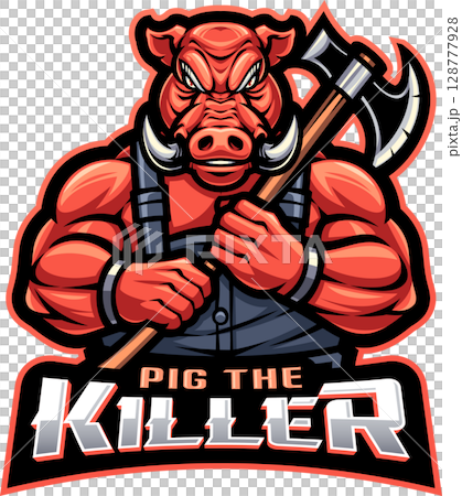 Pig the killer esport mascot logo design 128777928