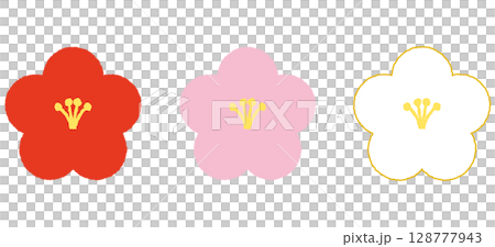 Hand-drawn plum blossom illustration set Hand-drawn plum blossom illustration set 128777943