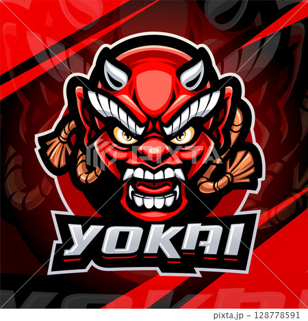 Yokai head esport mascot logo design 128778591