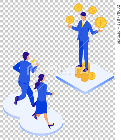 Illustration of a financial seminar lecturer and business people aiming to become a lecturer 128778632