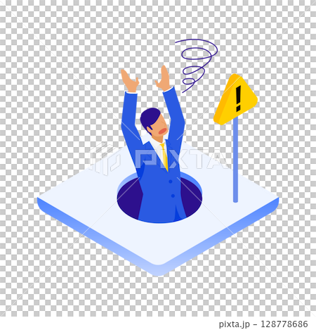 Illustration of a man falling into a business trap Illustration of a man falling into a business trap 128778686