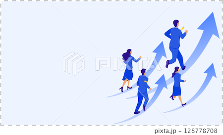 穩步成長的商業團隊的插圖(企業成長、團隊合作、共同願景) 穩步成長的商業團隊的插圖(企業成長、團隊合作、共同願景) 128778708