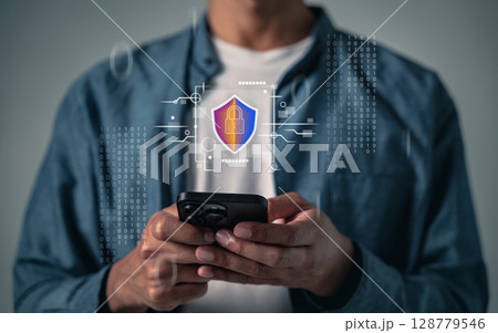 Protect your password and bank details with mobile cybersecurity Protect your password and bank details with mobile cybersecurity 128779546