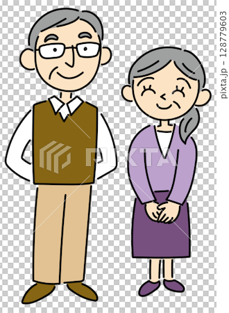 Elderly couple illustration vector Elderly couple illustration vector 128779603