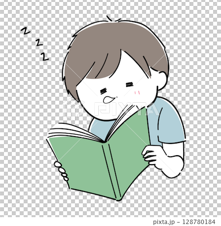 男孩在看書時睡覺 男孩在看書時睡覺 128780184