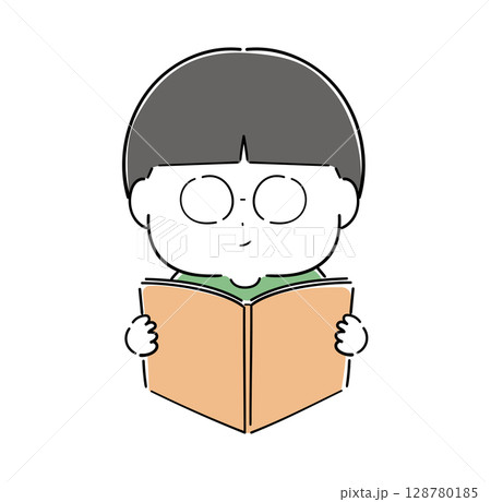 本を読むメガネの男の子 128780185
