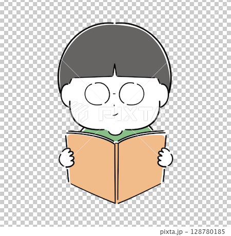 戴眼鏡看書的男孩 戴眼鏡看書的男孩 128780185