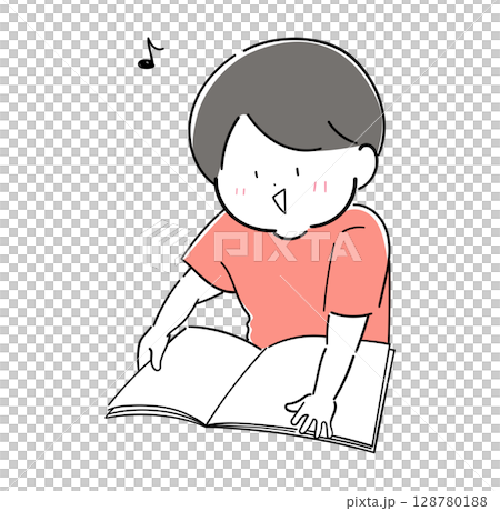 一個男孩正在閱讀一本令人興奮的書 一個男孩正在閱讀一本令人興奮的書 128780188