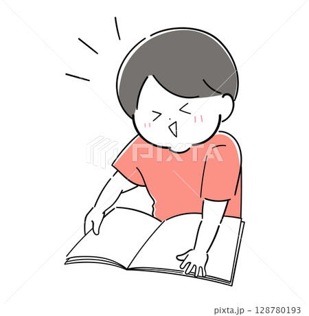 元気いっぱい!本を読む男の子 元気いっぱい!本を読む男の子 128780193