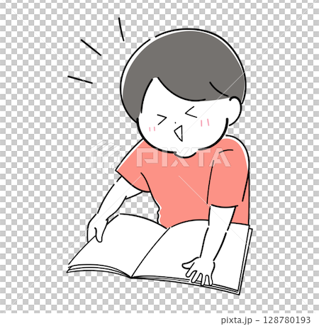元気いっぱい!本を読む男の子 元気いっぱい!本を読む男の子 128780193