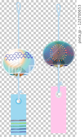主線なしで涼しげな風鈴イラスト 128780653
