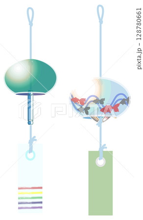 主線なしで涼しげな風鈴イラスト 128780661