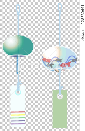 主線なしで涼しげな風鈴イラスト 128780661