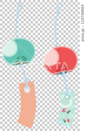 主線なしで涼しげな風鈴イラスト 主線なしで涼しげな風鈴イラスト 128780664