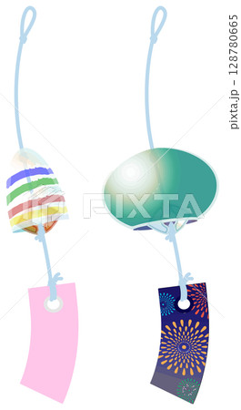 主線なしで涼しげな風鈴イラスト 128780665