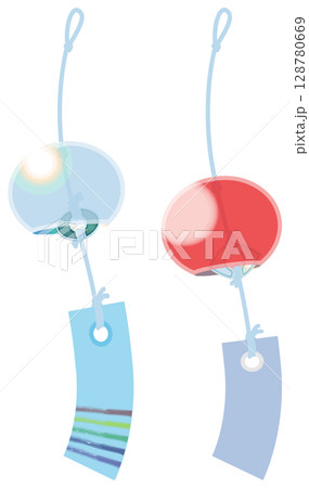 主線なしで涼しげな風鈴イラスト 128780669