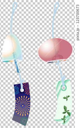 主線なしで涼しげな風鈴イラスト 128780673