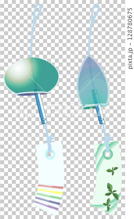 主線なしで涼しげな風鈴イラスト 128780675