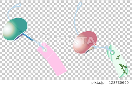 主線なしで涼しげな風鈴イラスト 主線なしで涼しげな風鈴イラスト 128780690