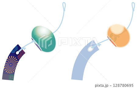主線なしで涼しげな風鈴イラスト 主線なしで涼しげな風鈴イラスト 128780695