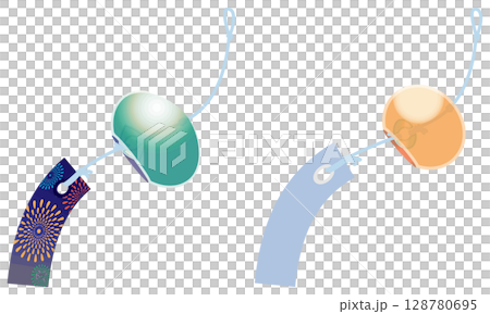 主線なしで涼しげな風鈴イラスト 主線なしで涼しげな風鈴イラスト 128780695