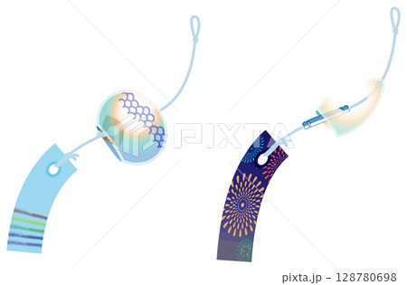 主線なしで涼しげな風鈴イラスト 128780698