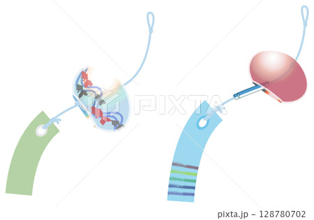 主線なしで涼しげな風鈴イラスト 128780702