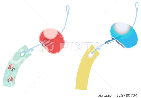 主線なしで涼しげな風鈴イラスト 128780704