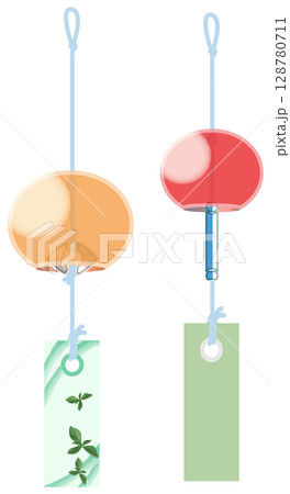 主線なしで涼しげな風鈴イラスト 128780711