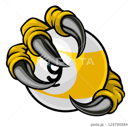 Claw Hand and 9 Ball Nine Ball Pool Cartoon Mascot Claw Hand and 9 Ball Nine Ball Pool Cartoon Mascot 128780884