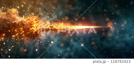 Spark and smoke trail in dynamic motion. Spark and smoke trail in dynamic motion. 128781023