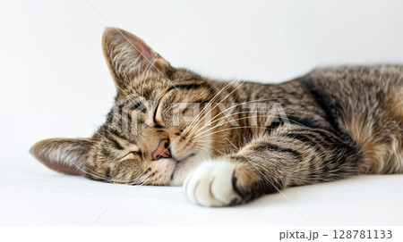 Cat napping peacefully on white. Cat napping peacefully on white. 128781133